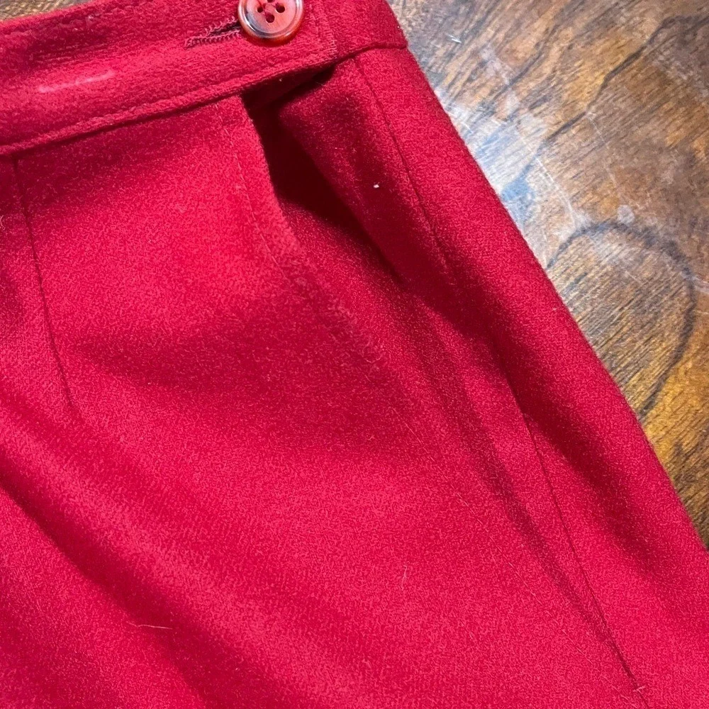Vtg Pendleton Red 100% Virgin‎ Wool Skirt Womens Size 18 USA Midi A-Line *read*